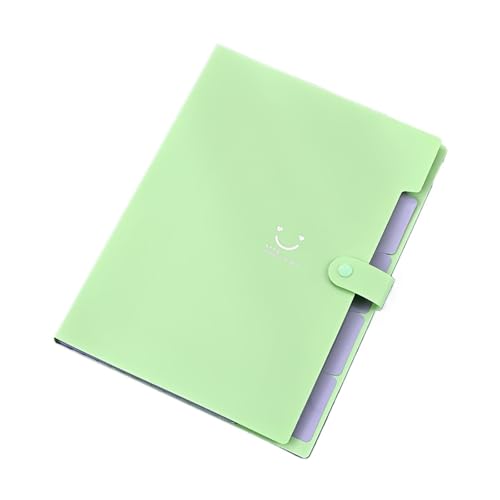 A4-Ordner-Dateitasche, mehrschichtig, Bonbonfarbe, fünf Gitter, Orgeltaschen, große Kapazität, einfache Büro- und Schulmaterialien, Schreibwaren(Green) von PGVXEM