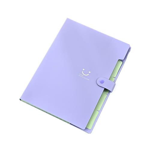 A4-Ordner-Dateitasche, mehrschichtig, Bonbonfarbe, fünf Gitter, Orgeltaschen, große Kapazität, einfache Büro- und Schulmaterialien, Schreibwaren(Purple) von PGVXEM