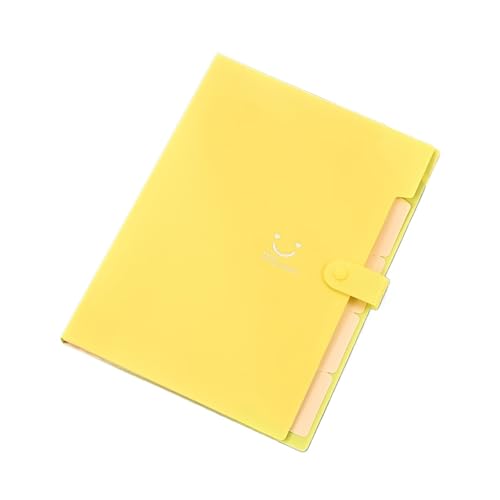 A4-Ordner-Dateitasche, mehrschichtig, Bonbonfarbe, fünf Gitter, Orgeltaschen, große Kapazität, einfache Büro- und Schulmaterialien, Schreibwaren(Yellow) von PGVXEM