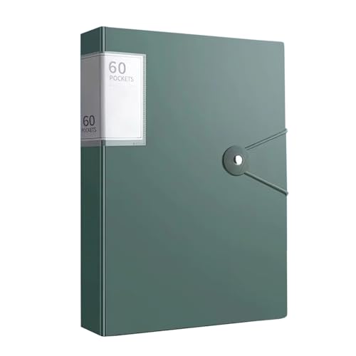 A4-Ordner mit 60 Fächern, PP-Material, ideal for Ordnen von Papieren, Aufbewahrung zu Hause, in der Schule oder im Büro, wasserdichtes Heft(Green) von PGVXEM