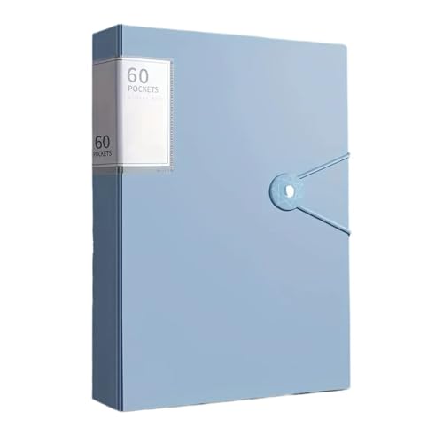 A4-Ordner mit 60 Fächern, PP-Material, ideal for Ordnen von Papieren, Aufbewahrung zu Hause, in der Schule oder im Büro, wasserdichtes Heft(Ice Blue) von PGVXEM