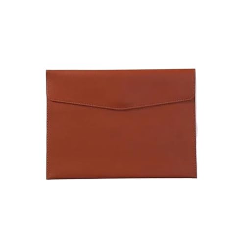 A4-Papier Tragbare Leder-Aktentasche Aktentasche Verdickungsknopf Wasserdicht Geschäftsbüro Dokumente Speicherverwaltung(Brown) von PGVXEM