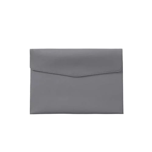 A4-Papier Tragbare Leder-Aktentasche Aktentasche Verdickungsknopf Wasserdicht Geschäftsbüro Dokumente Speicherverwaltung(Grey) von PGVXEM
