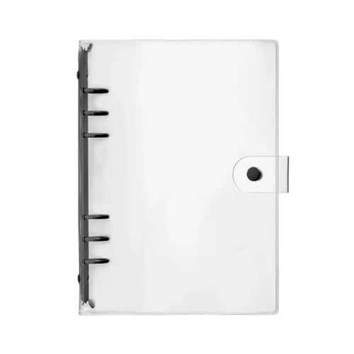 A5 A6 Transparent PVC Loseblatt-Notizbuch-Umschlag Ordner Farbe 6 Ringbuch Tagebuch Journal Planer Schulschreibwaren(Black-A5) von PGVXEM