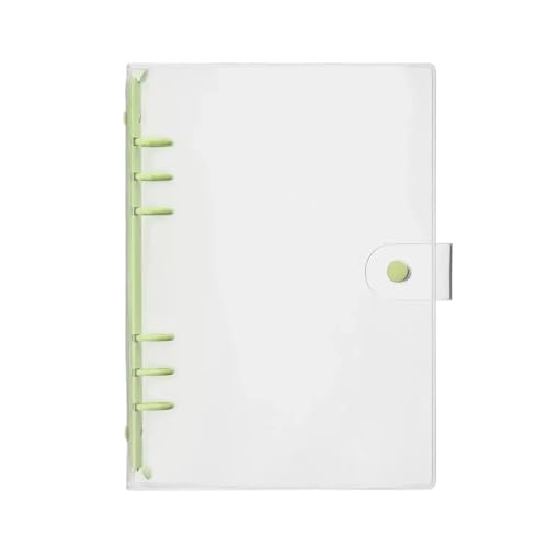 A5 A6 Transparent PVC Loseblatt-Notizbuch-Umschlag Ordner Farbe 6 Ringbuch Tagebuch Journal Planer Schulschreibwaren(Green-A5) von PGVXEM