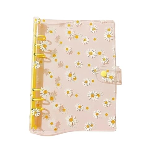 A5 A6 Transparent PVC Loseblatt-Notizbuch-Umschlag Ordner Farbe 6 Ringbuch Tagebuch Journal Planer Schulschreibwaren(Yellow-A5-1) von PGVXEM