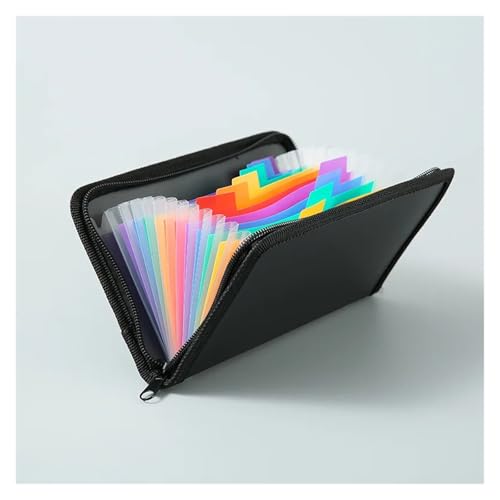 A6 Bunte Fächermappe Tasche Brieftasche 13 Fächer Aktentasche Rechnungstasche Dokumententasche Reißverschluss Organizer Bürobedarf(Rainbow) von PGVXEM