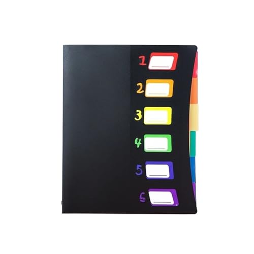 Akkordeon-Aktenordner mit Regenbogenseiten, A4-Dokumentenhalter, PP-Mutterschafts-Checkup-Album, Aufbewahrungs-Organizer, Taschenordner mit sechs Fächern(Black) von PGVXEM