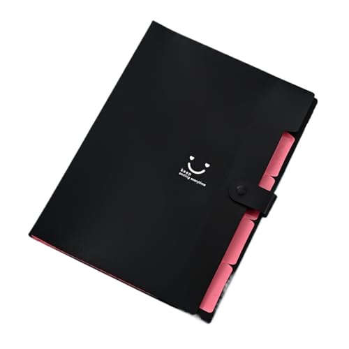 Akkordeontasche for die niedliche und lächelnde Aktenaufbewahrung, mit mehreren Schichten.(Black) von PGVXEM