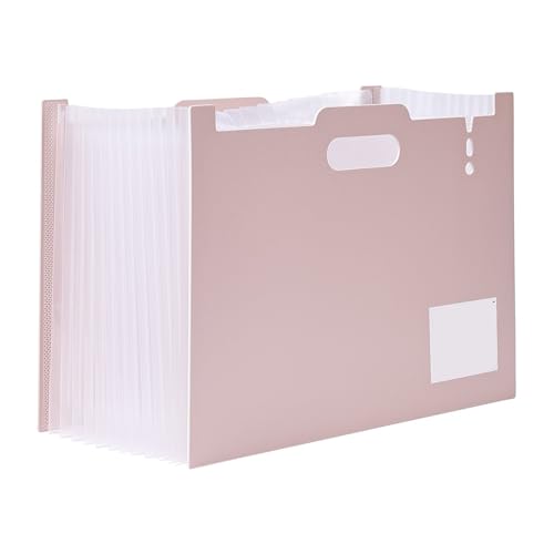 Akten-Organizer, 13 Fächer, erweiterbare Aktenordner for Papierbelege, Dokumentenhalter im A4-Format for das Schulbüro mit bunten Registerkarten(Pink) von PGVXEM