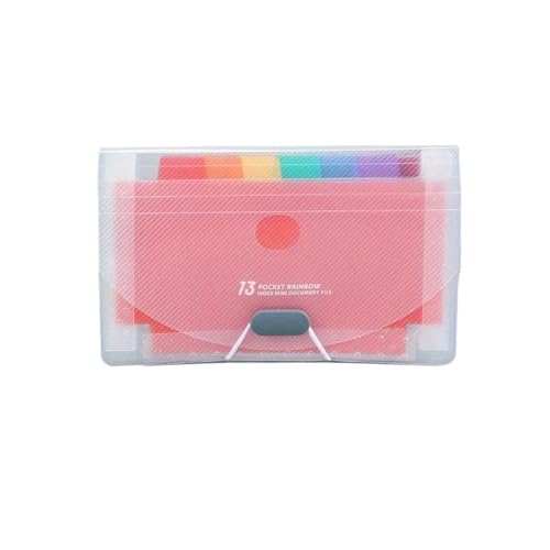 Aktenordner, kompakter tragbarer Beleg-Organizer, Aktenordner for Rechnungen, Coupons und Dokumente mit 13 Taschen(Pink-1pc) von PGVXEM