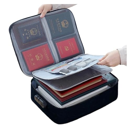 Aktenpaket Multifunktionales Zertifikatspaket Aufbewahrungsbox mit großer Kapazität Handgehaltenes Home Lock-Zertifikatspaket Aktenaufbewahrungstasche(Black) von PGVXEM