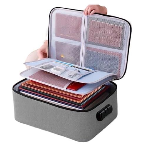 Aktenpaket Multifunktionales Zertifikatspaket Aufbewahrungsbox mit großer Kapazität Handgehaltenes Home Lock-Zertifikatspaket Aktenaufbewahrungstasche(Gray) von PGVXEM