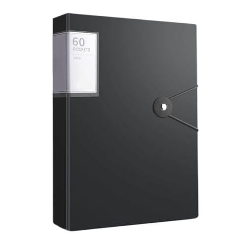 Aktentasche mit 60 Fächern im A4-Format, geeignet zur Aufbewahrung von Dokumenten im A4-Format, hohe Transparenz und wasserdicht(Black) von PGVXEM
