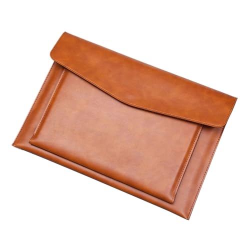 Aktentasche mit großem Fassungsvermögen, A4, mit Knopf, wasserdichte Laptoptasche, Dokumententasche, Büro-Organizer(Brown A) von PGVXEM