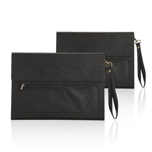 Business-Dokumententasche, große Kapazität, PU-Leder, Laptoptasche, Reißverschluss, A4-Papierdatei-Aufbewahrungstaschen(Black) von PGVXEM