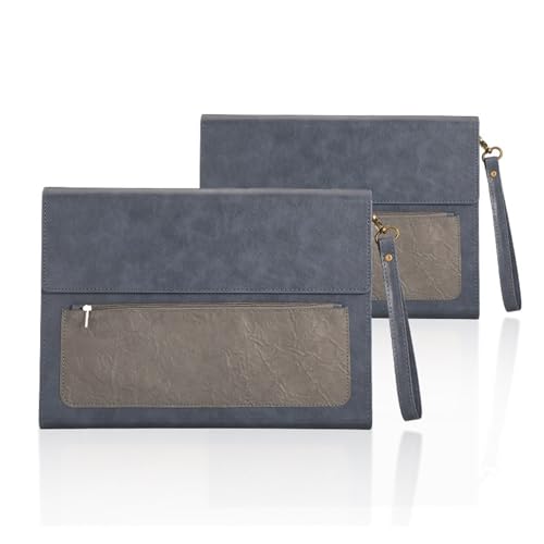 Business-Dokumententasche, große Kapazität, PU-Leder, Laptoptasche, Reißverschluss, A4-Papierdatei-Aufbewahrungstaschen(Blue grey) von PGVXEM