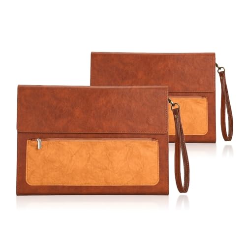Business-Dokumententasche, große Kapazität, PU-Leder, Laptoptasche, Reißverschluss, A4-Papierdatei-Aufbewahrungstaschen(Brown) von PGVXEM