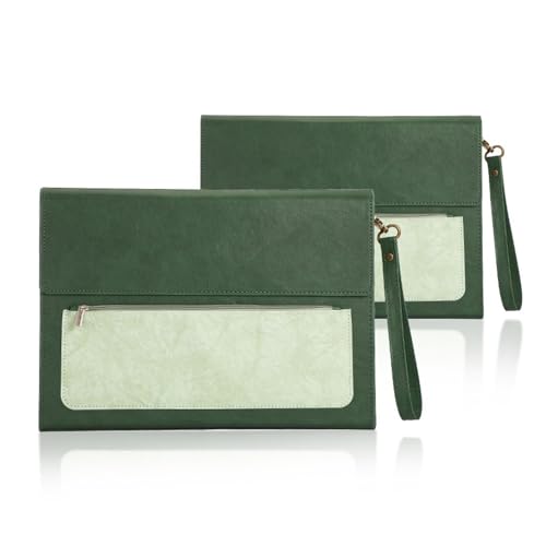 Business-Dokumententasche, große Kapazität, PU-Leder, Laptoptasche, Reißverschluss, A4-Papierdatei-Aufbewahrungstaschen(Green) von PGVXEM