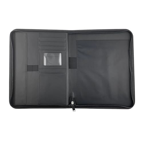 Business-Padfolio mit Reißverschluss, A4, Portfolio-Organizer aus PU-Leder for Vorstellungsgespräche, Lebensläufe, Dokumentenplaner, Agenda-Halter von PGVXEM