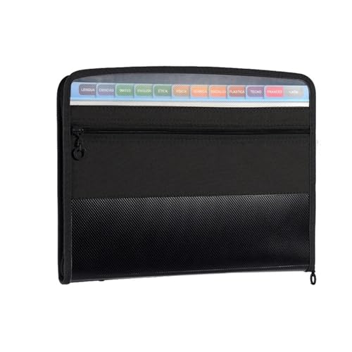 Erweiterbarer Datei-Organizer, 13 Fächer, Akkordeon, A4, Dokument, Reißverschluss, Ordnertasche(Black) von PGVXEM