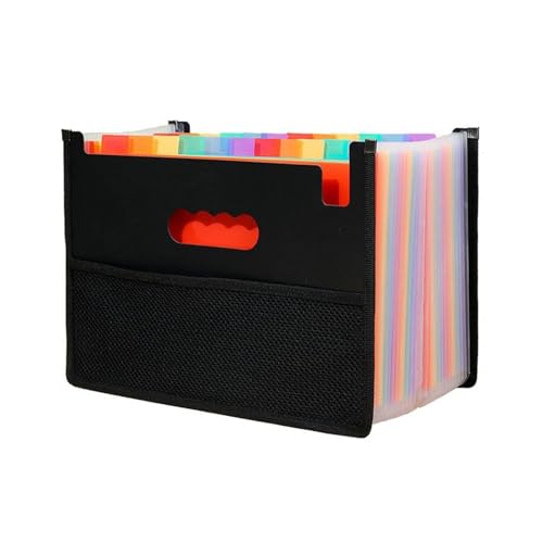 Fächermappe, 12 Fächer, A4-Format, Ablageordner, Organizer, große Kapazität, tragbare Akkordeon-Dateibox for das Klassenzimmerbüro(Black) von PGVXEM