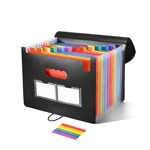 Fächermappe, 12 Fächer, A4-Format, Ablageordner-Organizer, große Kapazität, tragbare Akkordeon-Ablagebox for das Klassenzimmerbüro(12 Pocket Folders) von PGVXEM