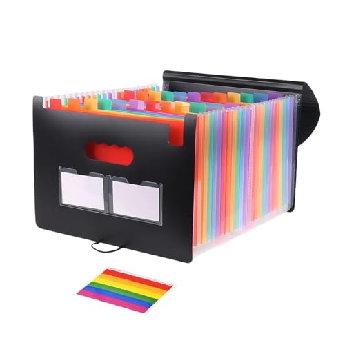 Fächermappe, 12 Fächer, A4-Format, Ablageordner-Organizer, große Kapazität, tragbare Akkordeon-Ablagebox for das Klassenzimmerbüro(24 Pocket Folders) von PGVXEM