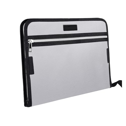 Feuerfester, wasserabweisender Akkordeon-Ordner mit Taschen, erweiterbarer Ablageordner mit 12-seitigem Orgelordner, A4-Format, 2 Reißverschlüsse von PGVXEM