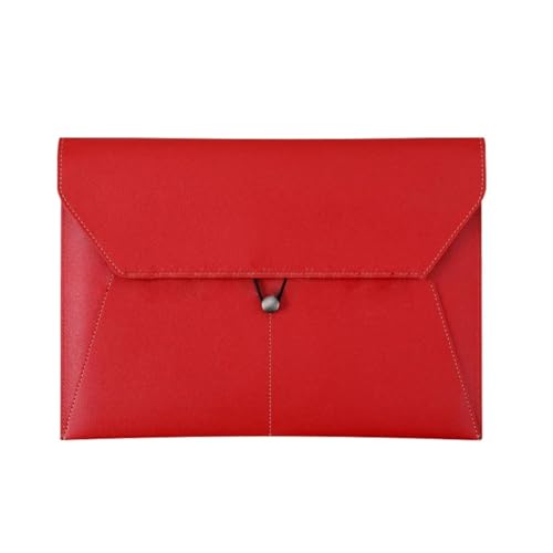 Große Kapazität A4 Business Leder Dokument Tasche Wasserdichte Verdickt Daten Archiv Tasche Einfache Tragbare Datei Tasche Büro(Red) von PGVXEM