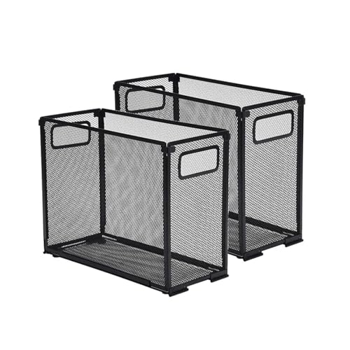Hängeregistraturordner aus Mesh-Metall, abnehmbare, faltbare Ordner-Aufbewahrungsbox, schwarz, rutschfest, for Büro, Schule(2Pcs Small) von PGVXEM