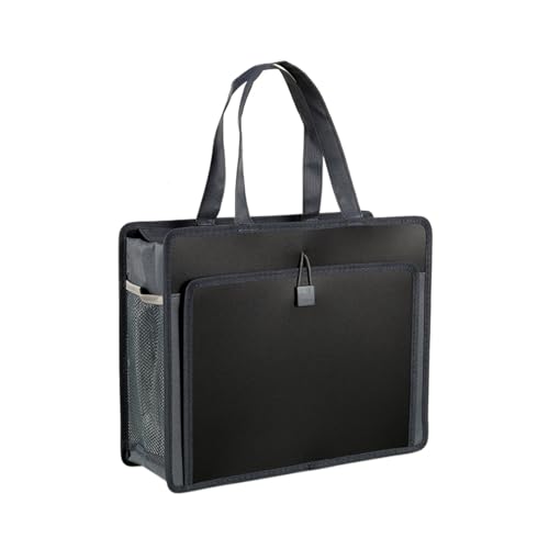 Halten Sie eine dreidimensionale wasserdichte Reißverschlusstasche mit großer Kapazität for Studenten, A4-Kunsttasche, Büro-Informationsdateitasche(Black) von PGVXEM