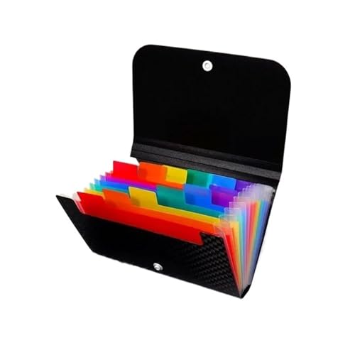 Kleiner Aktenordner A6 Akkordeonordner 7-lagig 13-lagig Aktenhülle Wasserdicht Mit selbstklebenden Registerreitern(Color-13) von PGVXEM