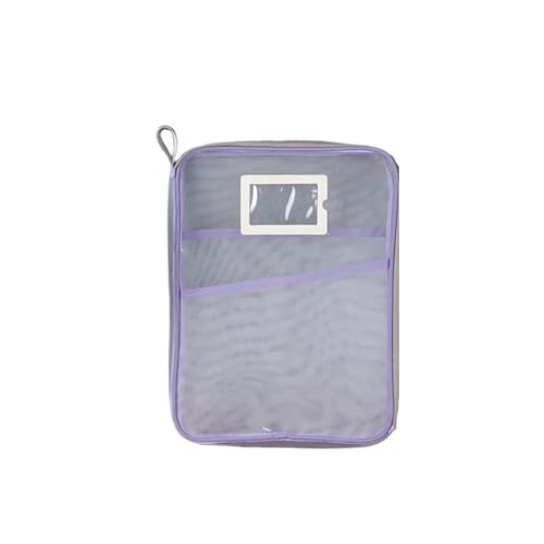 L-Typ Doppelreißverschluss Große Kapazität Bücher Hausaufgaben Organizer A4 Aktenordner Student Schreibwaren Transparente Aufbewahrungstasche(Purple) von PGVXEM