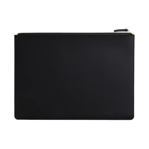 Leder Business A4 Aktenordner Reißverschluss Dokumententasche Vertragsdatei Organizer Aktentasche Portfolio Tasche for Vertrags-/Rechnungsaufbewahrung(Black) von PGVXEM
