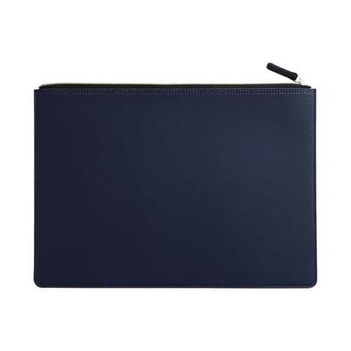 Leder Business A4 Aktenordner Reißverschluss Dokumententasche Vertragsdatei Organizer Aktentasche Portfolio Tasche for Vertrags-/Rechnungsaufbewahrung(Dark blue) von PGVXEM