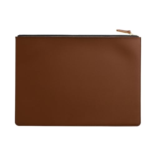 Leder Business A4 Aktenordner Reißverschluss Dokumententasche Vertragsdatei Organizer Aktentasche Portfolio Tasche for Vertrags-/Rechnungsaufbewahrung(Dark brown) von PGVXEM