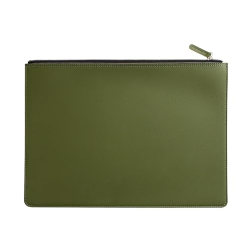 Leder Business A4 Aktenordner Reißverschluss Dokumententasche Vertragsdatei Organizer Aktentasche Portfolio Tasche for Vertrags-/Rechnungsaufbewahrung(Haze Green) von PGVXEM
