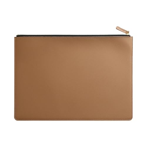 Leder Business A4 Aktenordner Reißverschluss Dokumententasche Vertragsdatei Organizer Aktentasche Portfolio Tasche for Vertrags-/Rechnungsaufbewahrung(Khaki) von PGVXEM