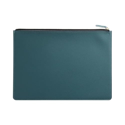 Leder-Dokumententasche, wasserdicht, for Herren und Damen, Business, Aktentasche, Konferenz-Aufbewahrungstasche(Haze blue+310 x 245mm) von PGVXEM