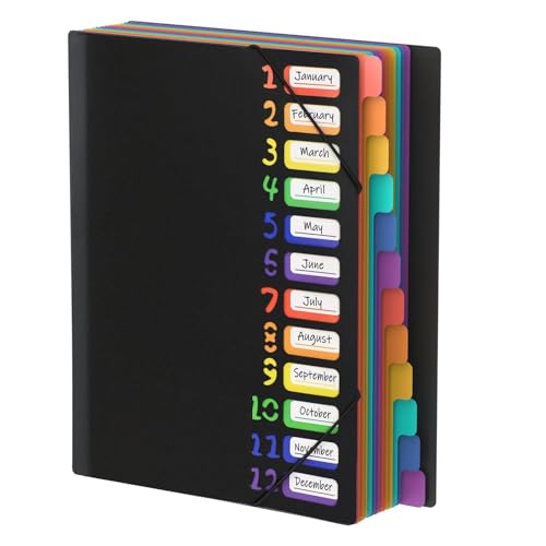 Mehrschichtiger A4-Ordner, Farbordner, 12 Etiketten, Regenbogen-Innenseiten, Aufbewahrungsbuch, Dateiordner von PGVXEM