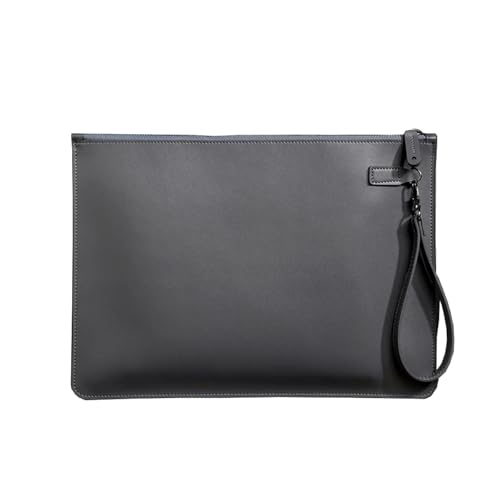 Umweltfreundliche Reißverschlusstasche aus veganem Leder, wasserabweisender Dokumenten-Organizer(Grey) von PGVXEM