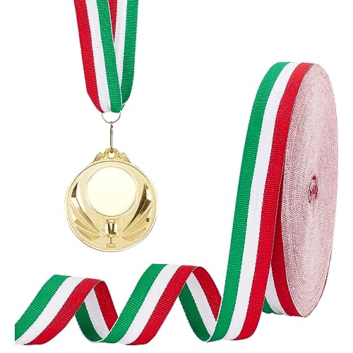 PH PadanHall 50 Yards 1 Zoll Grün/Weiß/Rot Streifen Grosgrain Band - Patriotisches Doppelseitiges Polyester für Handwerk, DIY, Geschenkverpackung, Fußball Medaillen von PandaHall