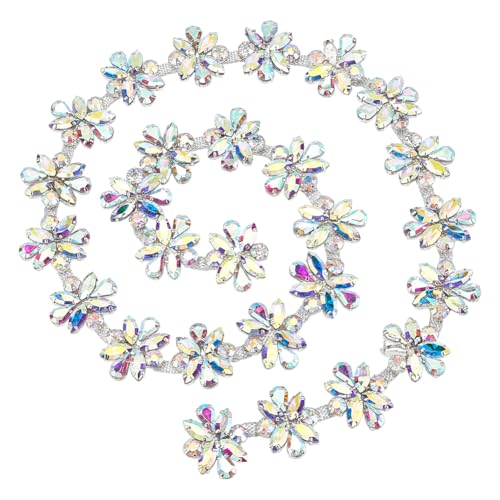 PH PandaHall 0.9m Glas Strass-Ketten Kristall Applique Ketten Girlande Blume Muster Strass Kette Trim Stränge für Hochzeit und Nähen auf Kleidung Bridal Bouquet Embellishments von PH PandaHall