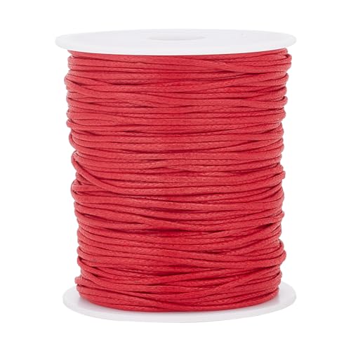 PH PandaHall 1,5mm gewachster Faden, 100 Yards rote gewachste Fäden Wachs Baumwollfaden gewachste Perlenkordel Schnur für DIY Armbänder, Halsketten, Traumfänger, Schmuckherstellung, Nähen, Makramee von PH PandaHall