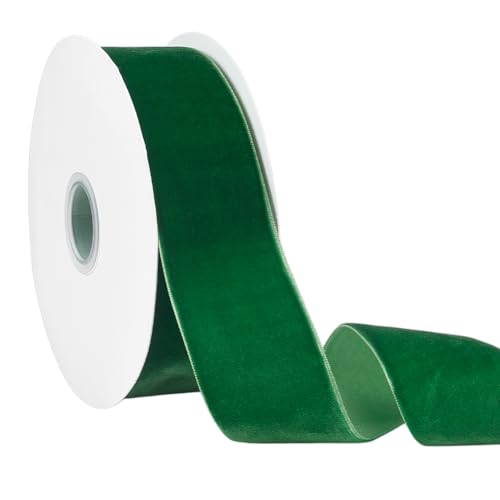 PH PandaHall 1 1/2 Zoll (38mm) Samtband 10 Yards Vintage Band Single Side Satin Verpackung Bänder Für Haar Bogen Geschenk Verpackung Weihnachten Grün von PH PandaHall
