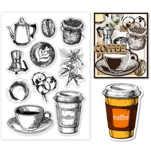 PH PandaHall 1 Stück Kaffee Stempel Kaffeebohnen Topf Transparenter Silikon Stempel Scrapbooking Stempel Für DIY Scrapbooking Fotoalbum 11x16cm von PH PandaHall