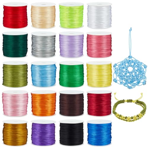 PH PandaHall 1 mm Rattail-Kordel, Nylonschnur, Satinkordel, 20 Farben, Seidenkordel, Perlenschnur für Halskette, Freundschaftsarmband, Perlen, Makramee, Kumihimo, chinesischer Knoten, Traumfänger, PH PandaHall 1 mm Rattail-Kordel, Nylonschnur, Satinkordel, 20 Farben, Seidenkordel, Perlenschnur für Halskette, Freundschaftsarmband, Perlen, Makramee, Kumihimo, chinesischer Knoten, Traumfänger, von PH PandaHall