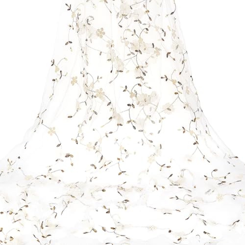 PH PandaHall 1.8m Blume Tüll Stoff Mesh Spitzen Stoff 1.3m Breite Weißer Netzstoff Stickerei Spitzen Stoff Blätter Mesh Stoff für DIY Nähen Kleidung Kleid Vorhang Hochzeit Dekoration PH PandaHall 1.8m Blume Tüll Stoff Mesh Spitzen Stoff 1.3m Breite Weißer Netzstoff Stickerei Spitzen Stoff Blätter Mesh Stoff für DIY Nähen Kleidung Kleid Vorhang Hochzeit Dekoration von PH PandaHall