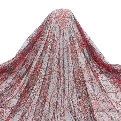 PH PandaHall 1,8x1,6m Spitze Stoff in Schwarz und Rot zum Nähen - Bestickte Florale Spitze für DIY Hochzeit Halloween Dekoration von PH PandaHall